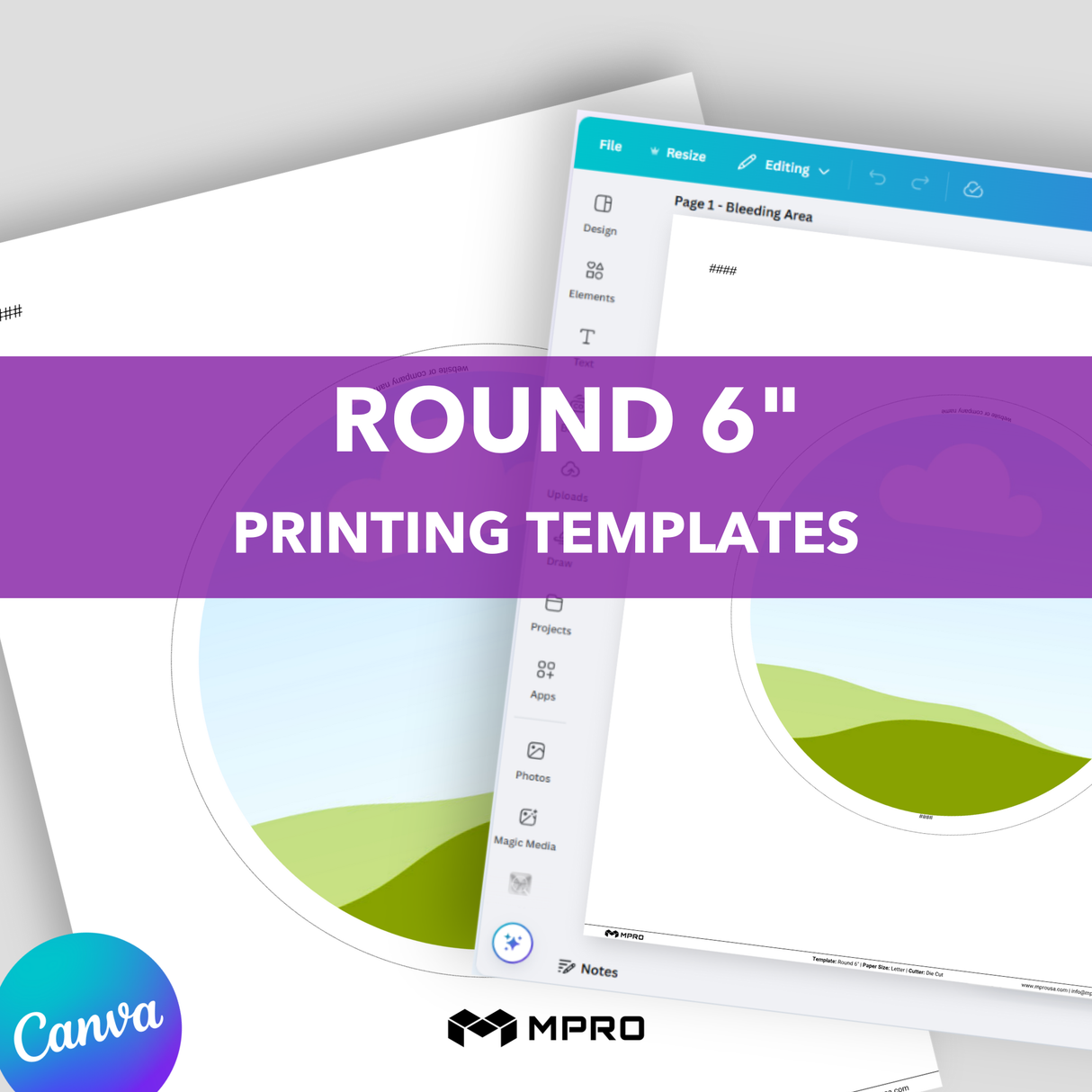 MPRO Round 6" Printing Templates
