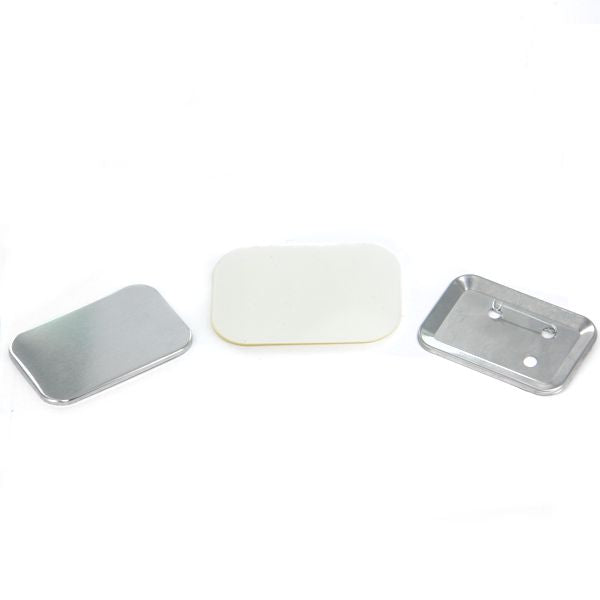 Pinned Back Button Supplies Rounded Corner Horizontal Rectangle 2 x 3" for 1000 buttons