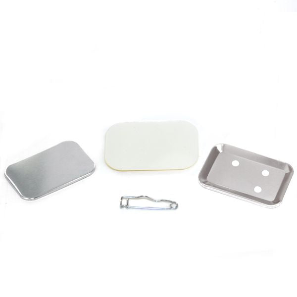 Unpinned Back Button Supplies Rounded Corner Horizontal Rectangle 2 x 3" for 1000 buttons