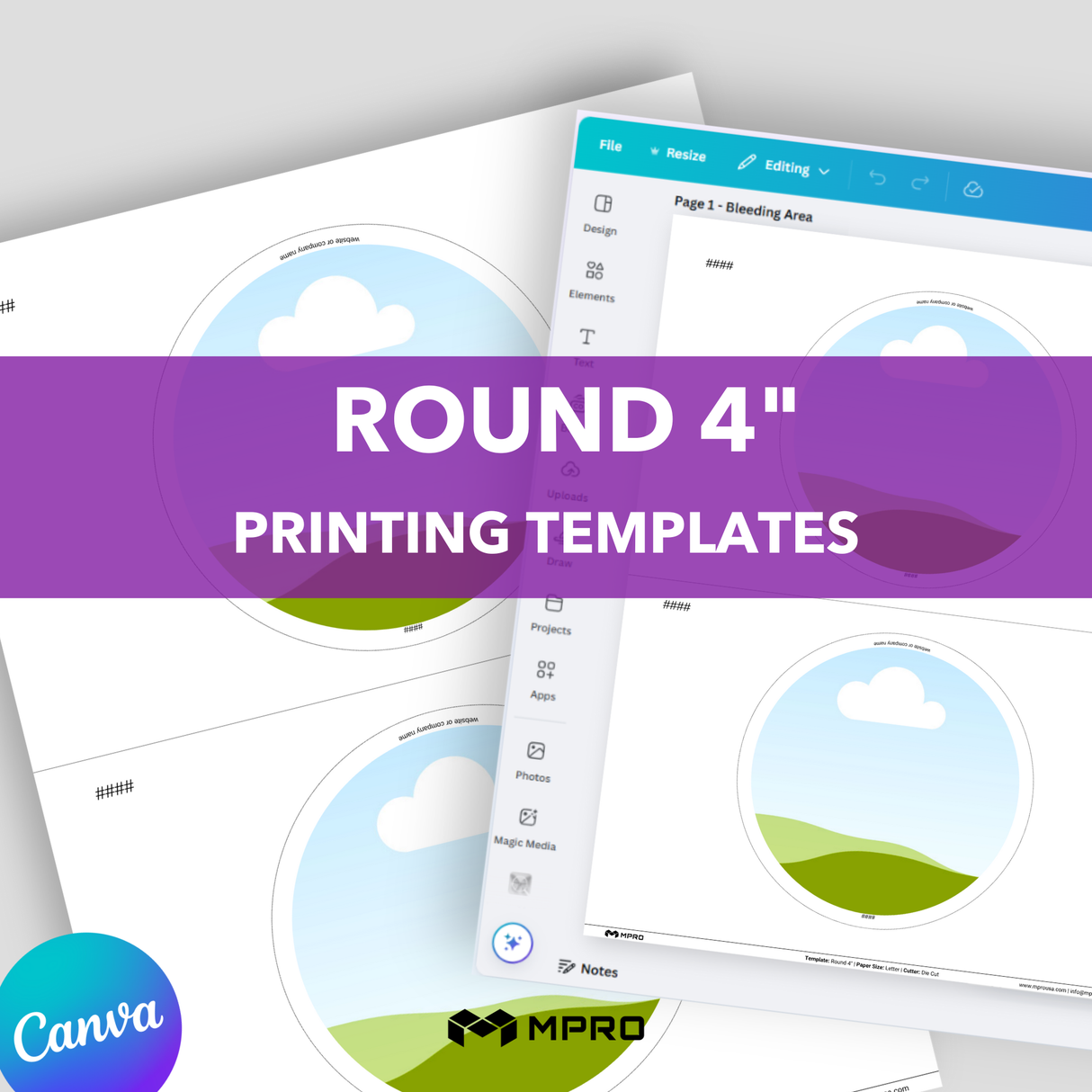 MPRO Round 4" Printing Templates