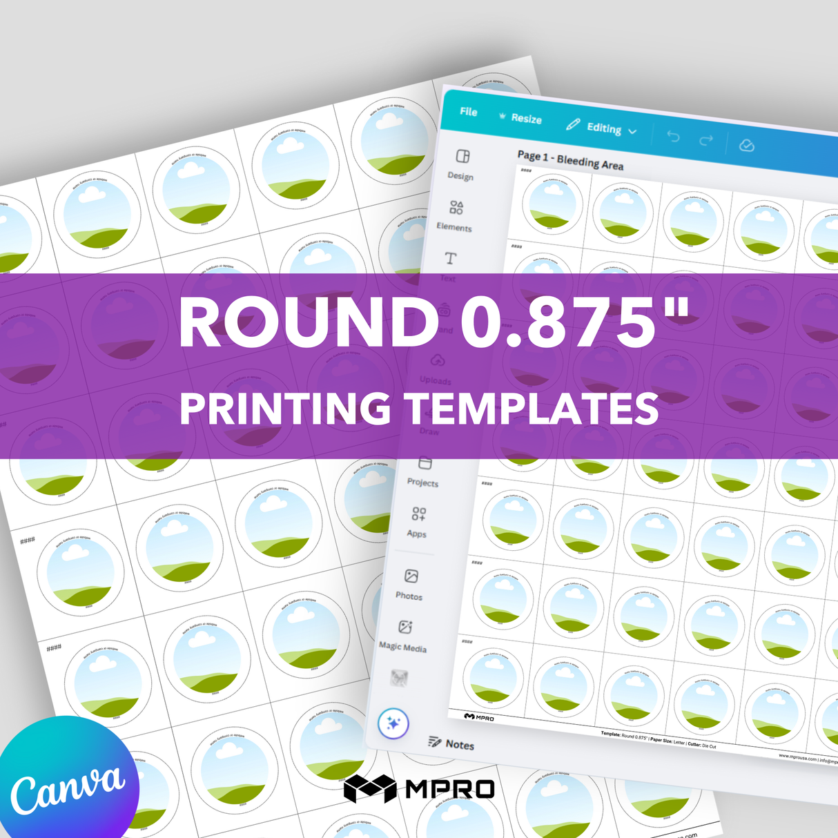 MPRO Round 0.875" Printing Templates