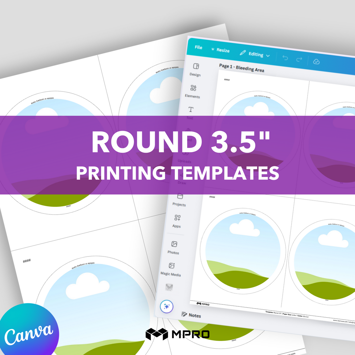 MPRO Round 3.5" Printing Templates