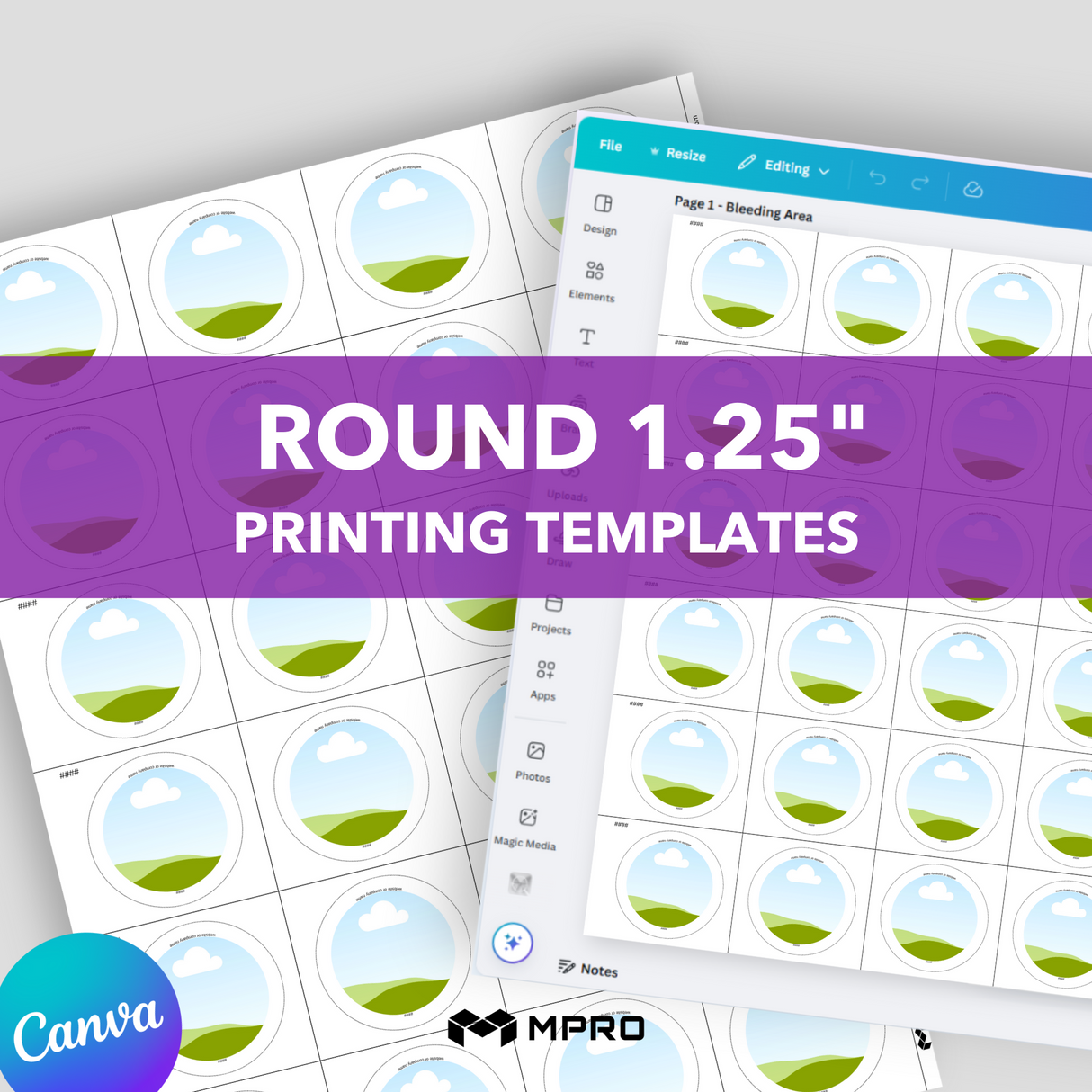 MPRO Round 1.25" Printing Templates