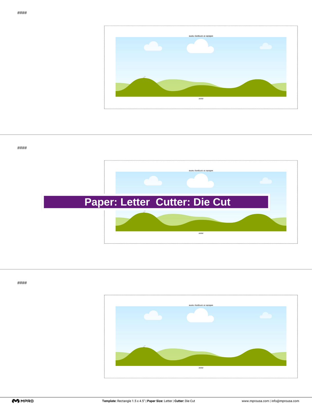 MPRO Rectangle 1.5 x 4.5" Printing Templates
