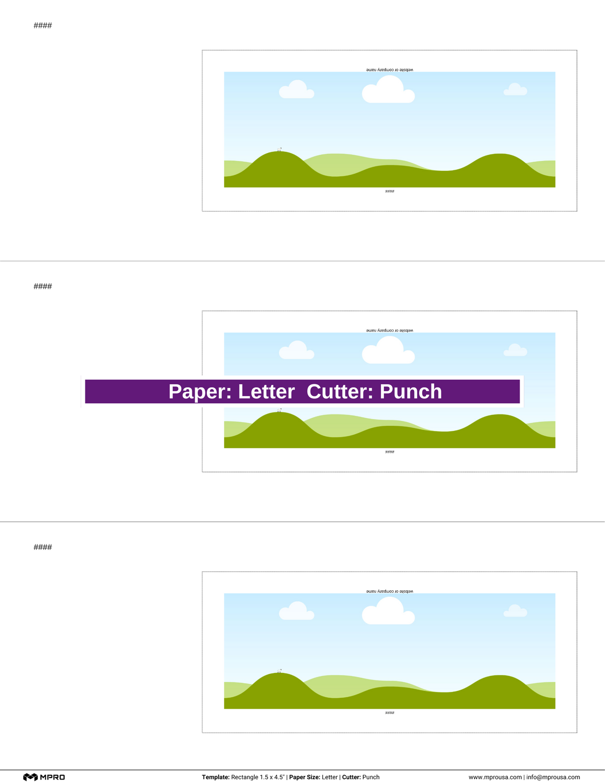 MPRO Rectangle 1.5 x 4.5" Printing Templates
