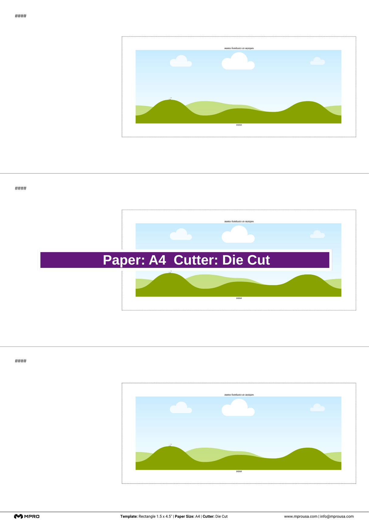 MPRO Rectangle 1.5 x 4.5" Printing Templates