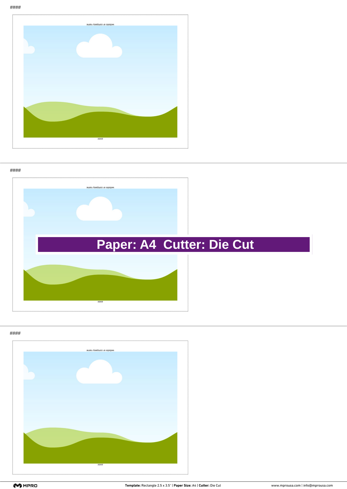 MPRO Rectangle 2.5 x 3.5" Printing Templates