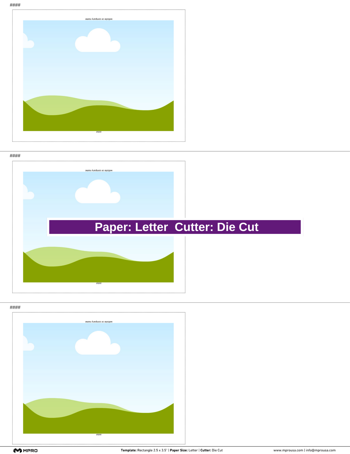 MPRO Rectangle 2.5 x 3.5" Printing Templates