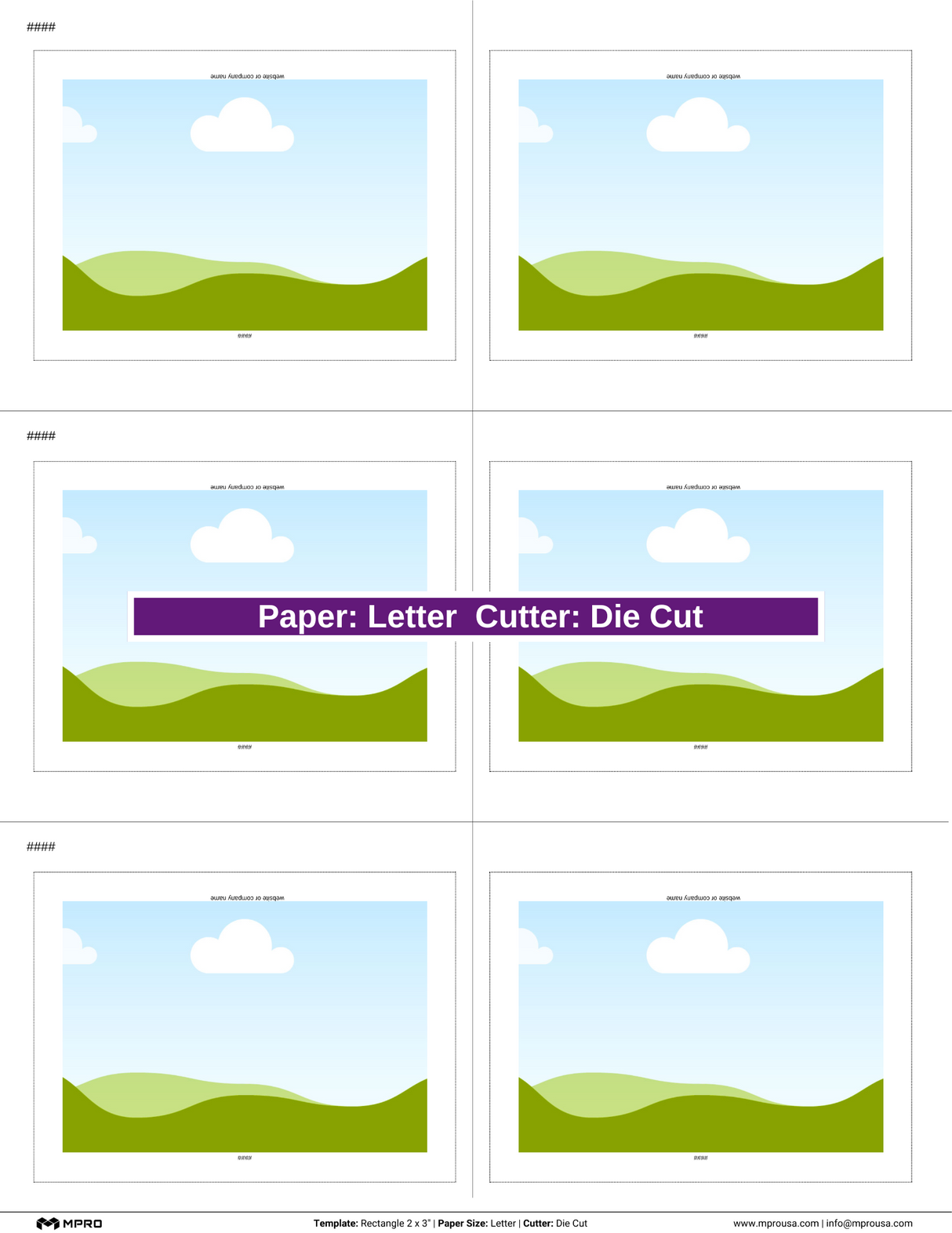 MPRO Rectangle 2 x 3" Printing Templates