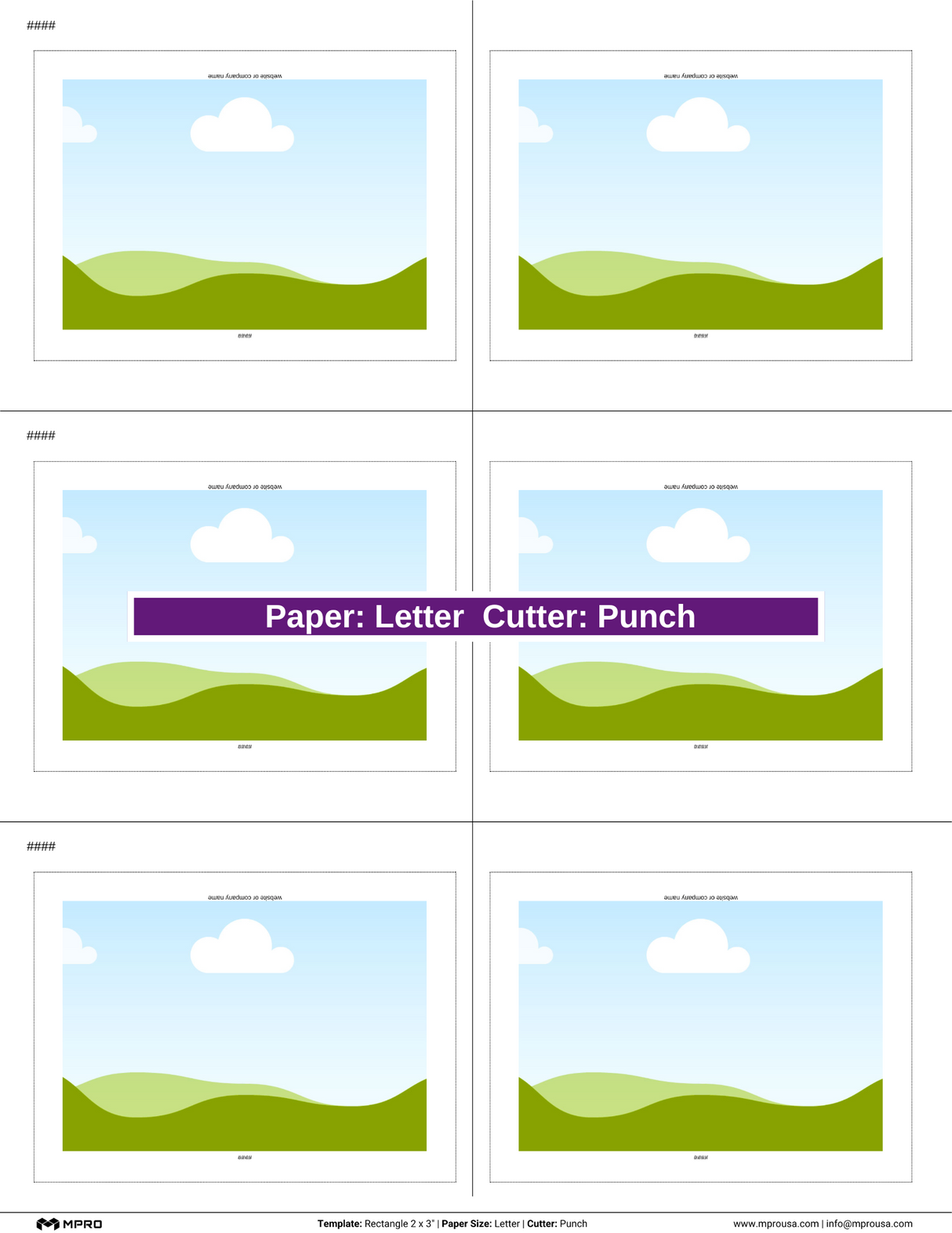 MPRO Rectangle 2 x 3" Printing Templates