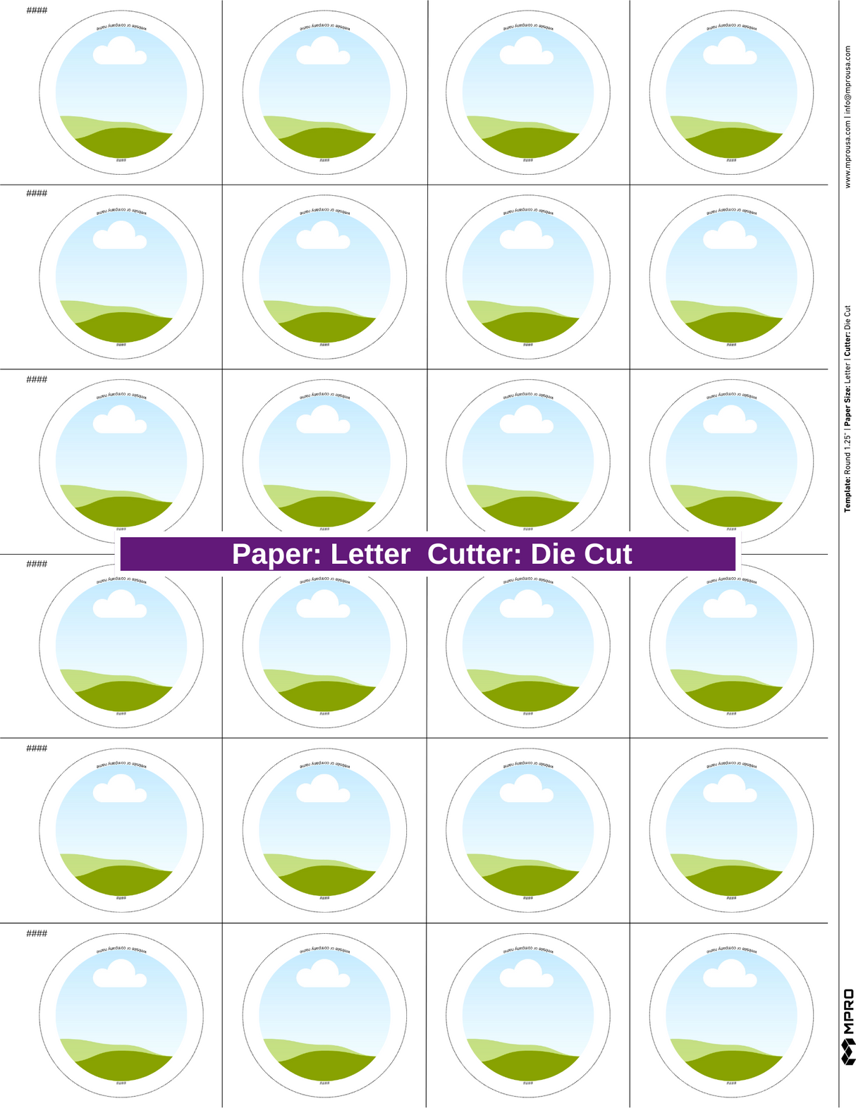 MPRO Round 1.25" Printing Templates