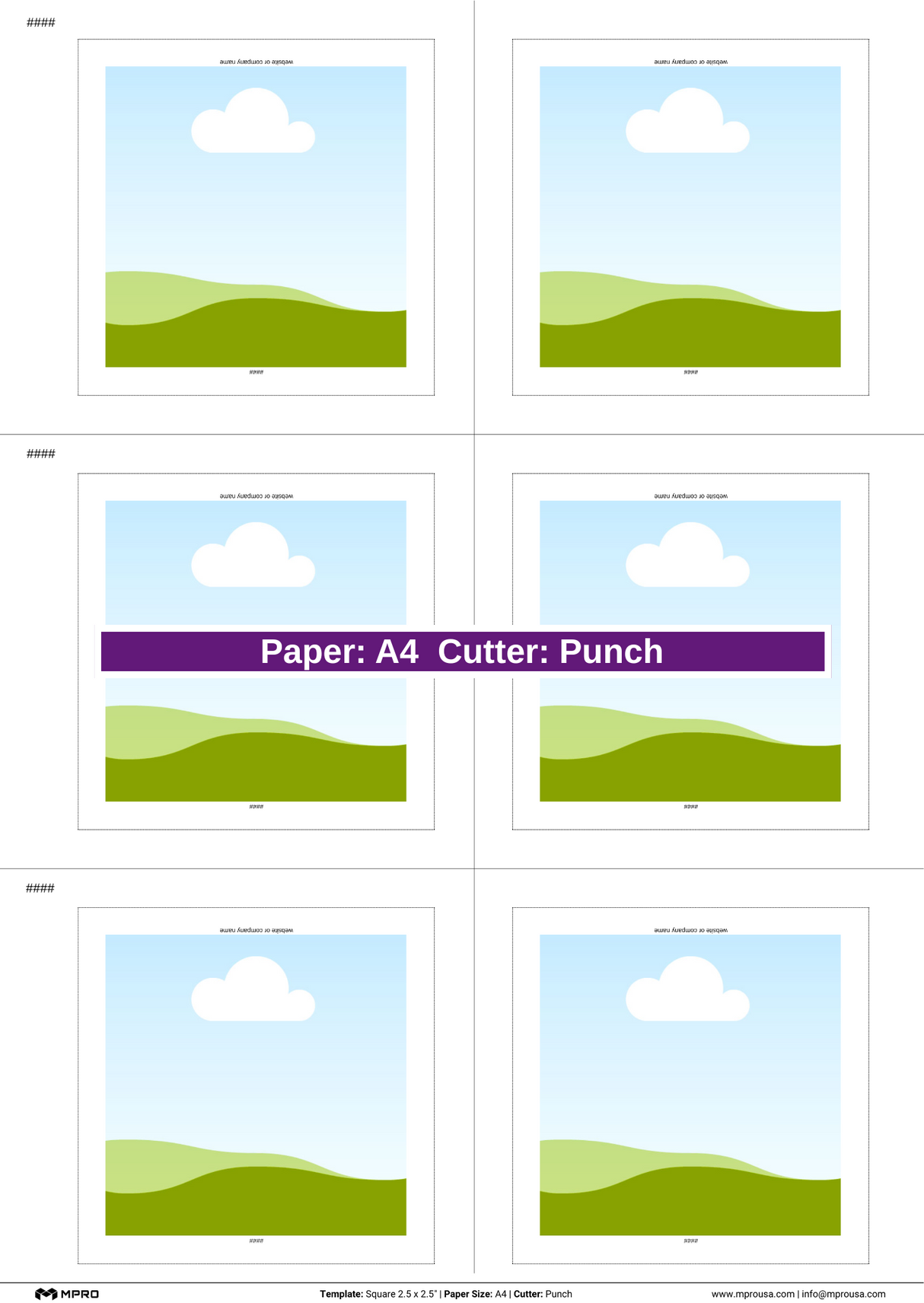 MPRO Square 2.5 x 2.5" Printing Templates