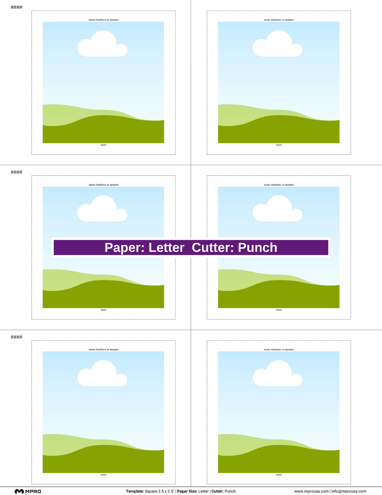 MPRO Square 2.5 x 2.5" Printing Templates