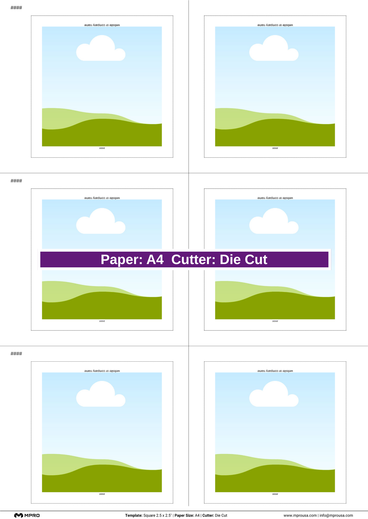 MPRO Square 2.5 x 2.5" Printing Templates