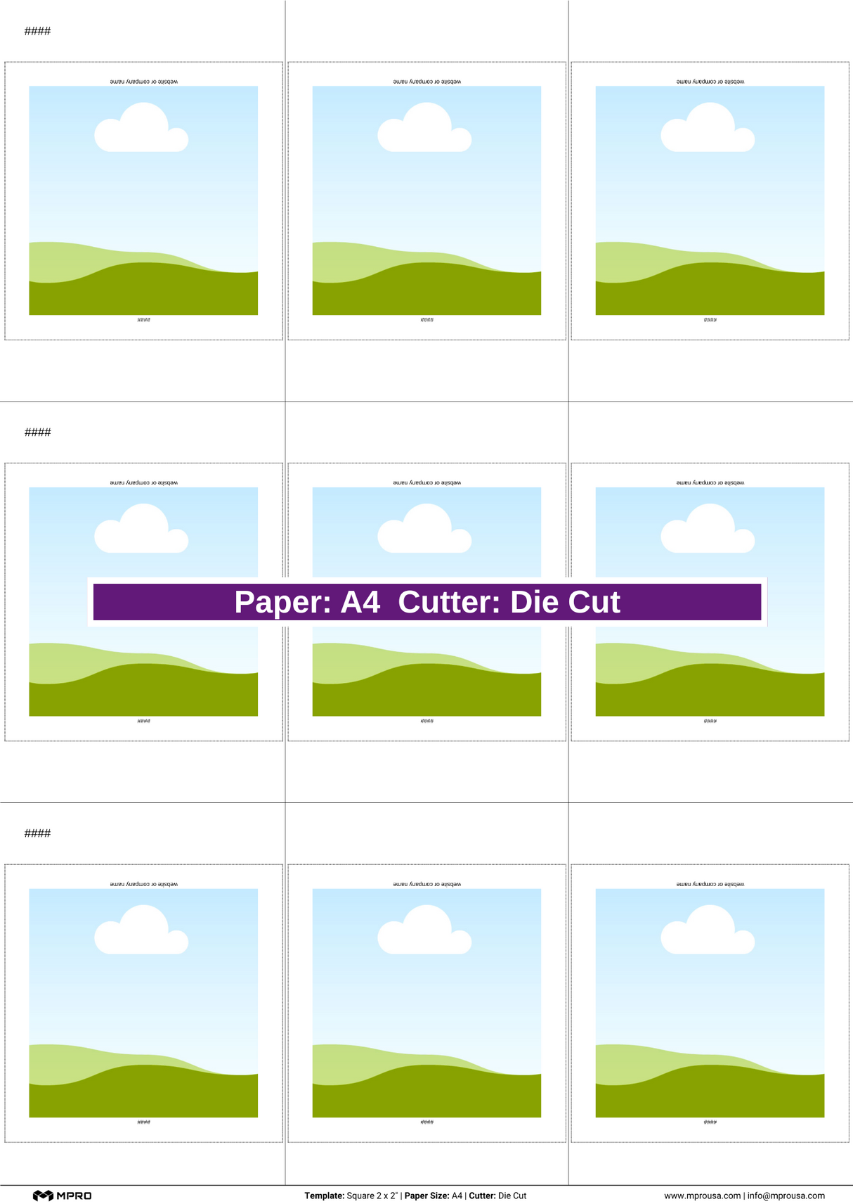 MPRO Square 2 x 2" Printing Templates