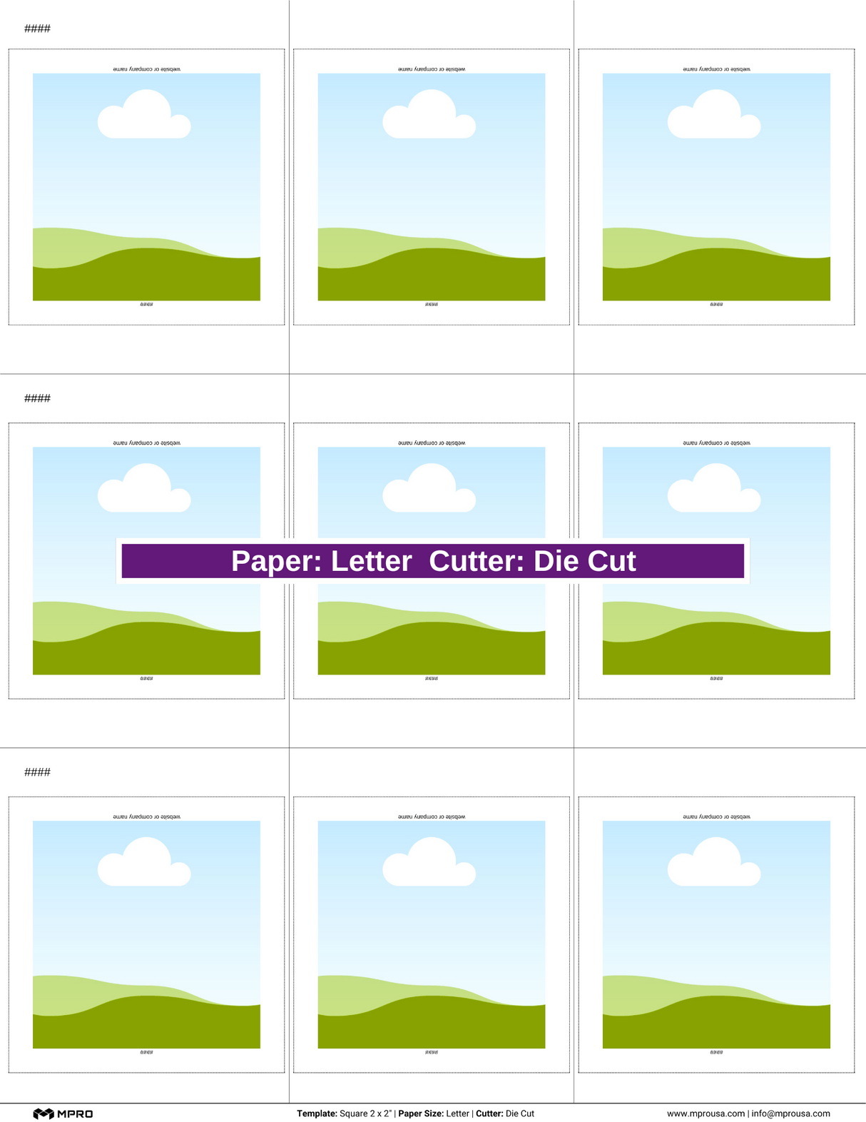 MPRO Square 2 x 2" Printing Templates