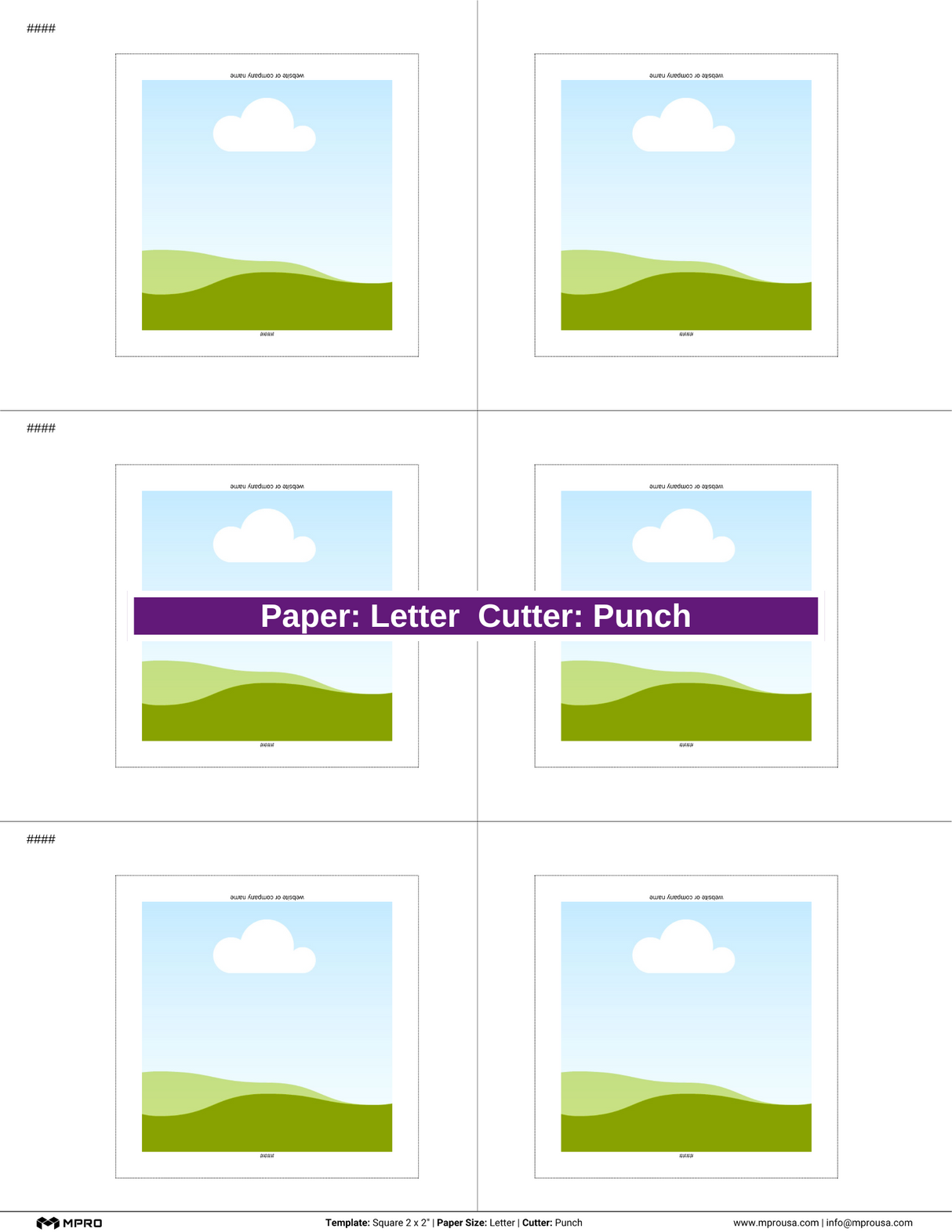 MPRO Square 2 x 2" Printing Templates