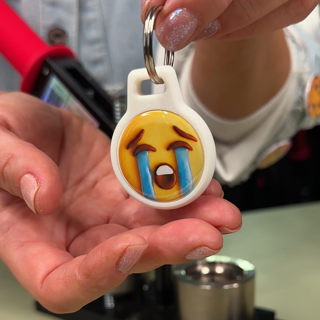Double-Sided Button Holder Keychain Charm