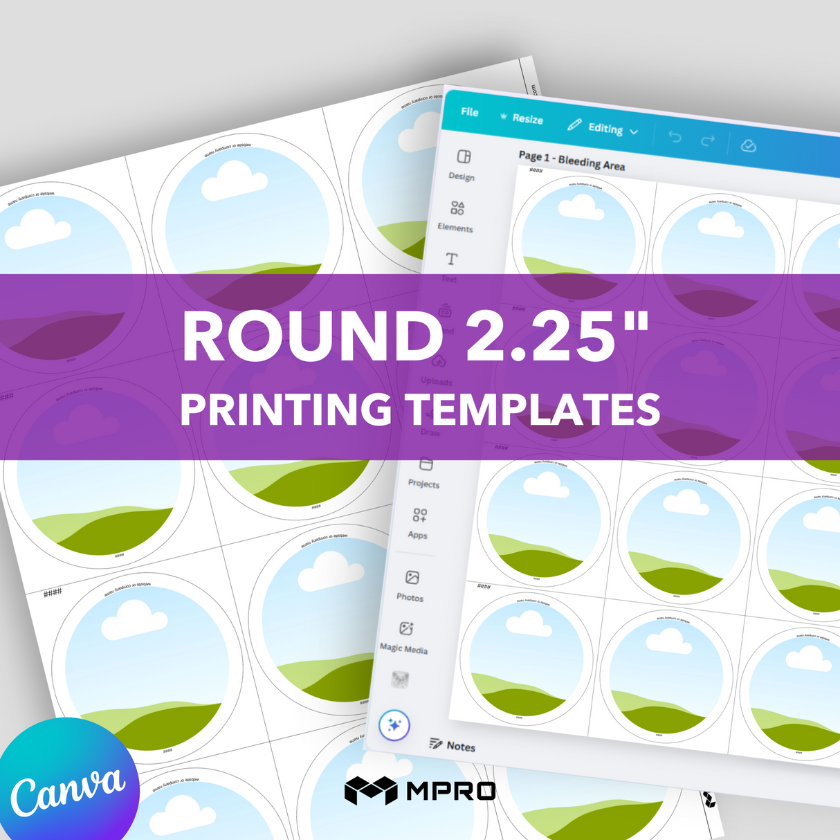 MPRO Round 2.25" Printing Templates