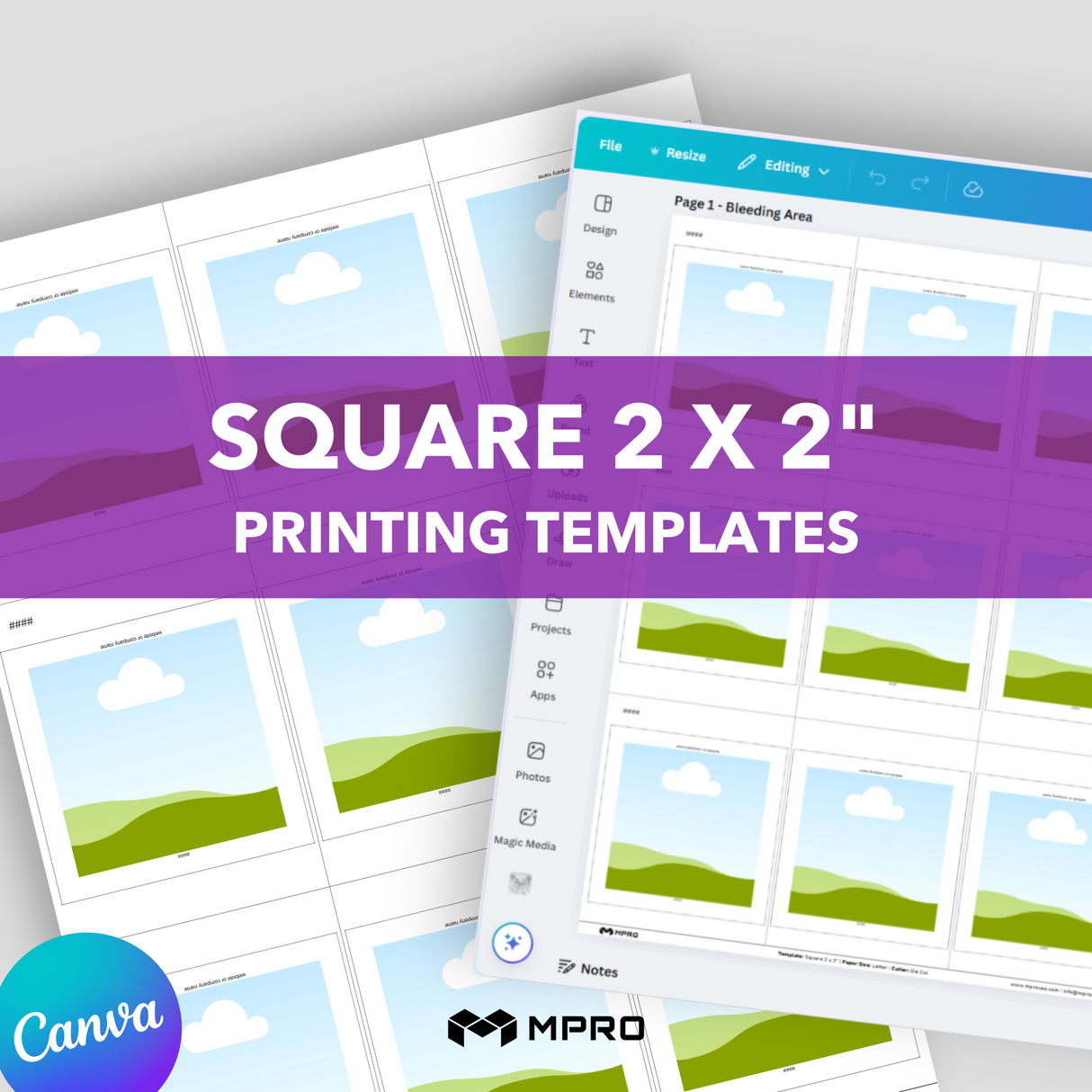 MPRO Square 2 x 2" Printing Templates