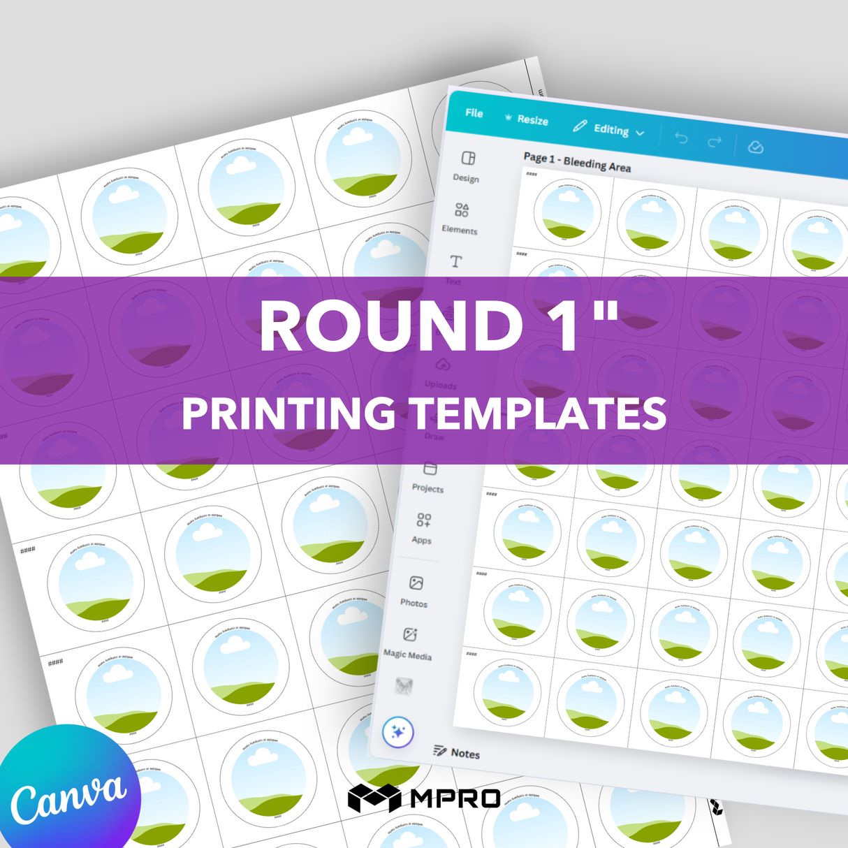 MPRO Round 1" Printing Templates