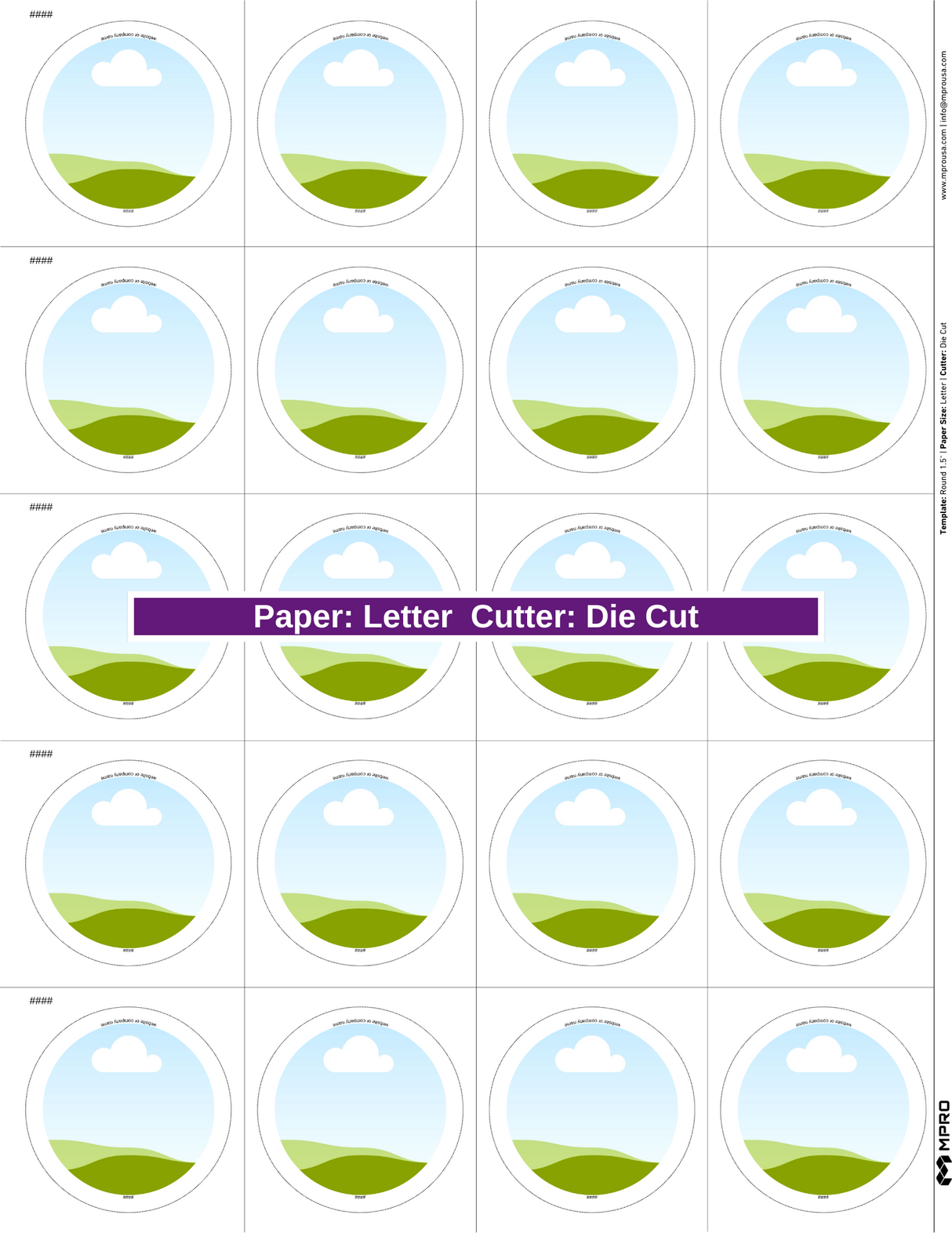 MPRO Round 1.5" Printing Templates