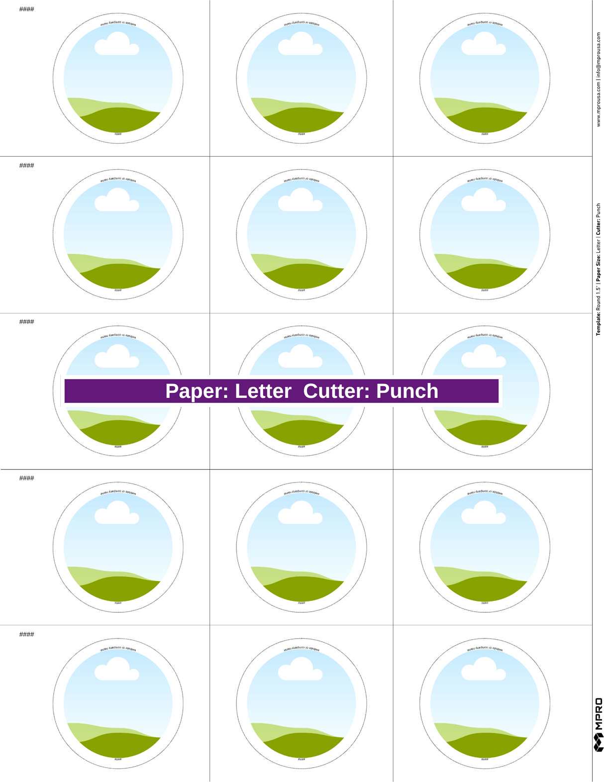 MPRO Round 1.5" Printing Templates